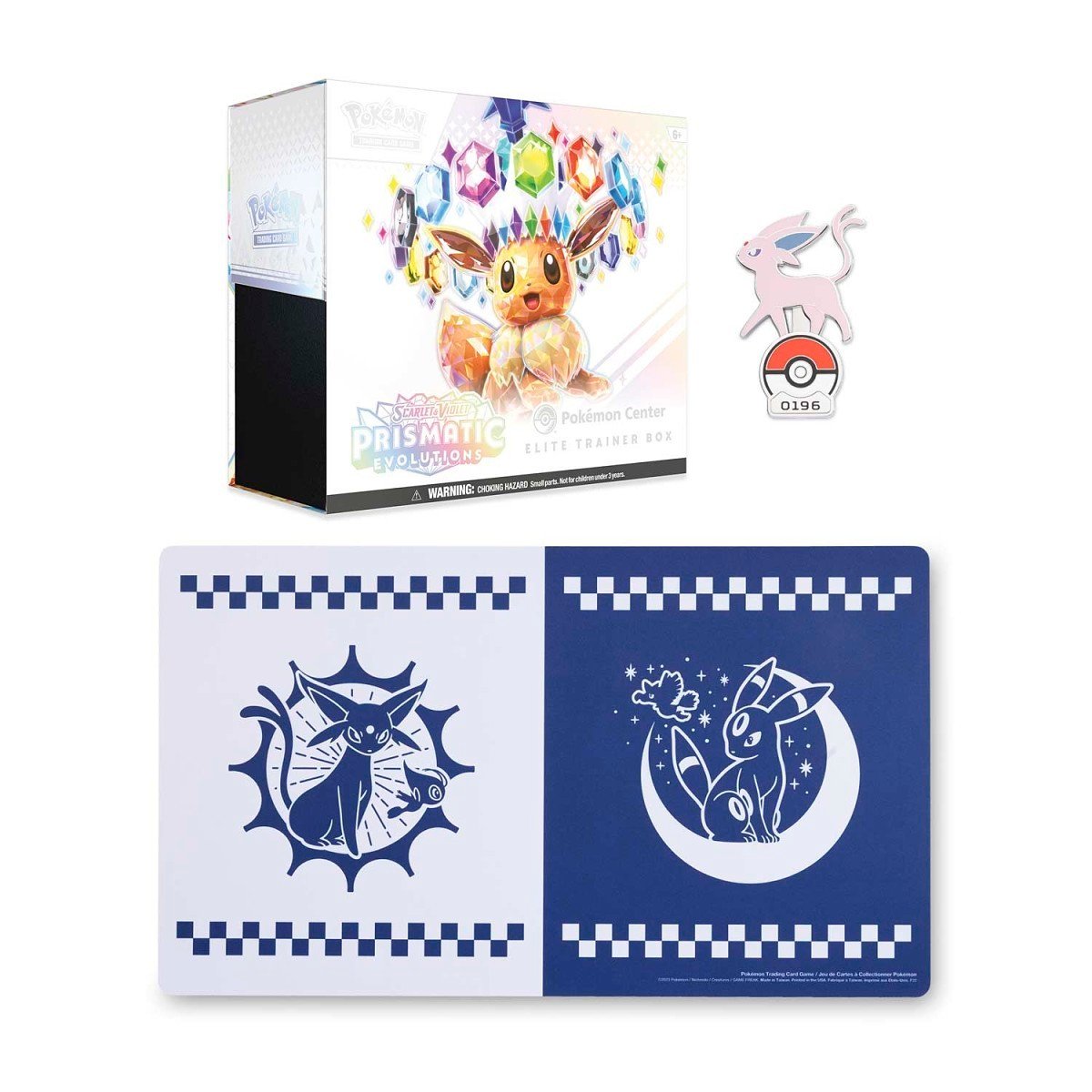 Prismatic Evolutions Pokémon Center Elite Trainer Box, Espeon Pin & Playmat Bundle - Image 2